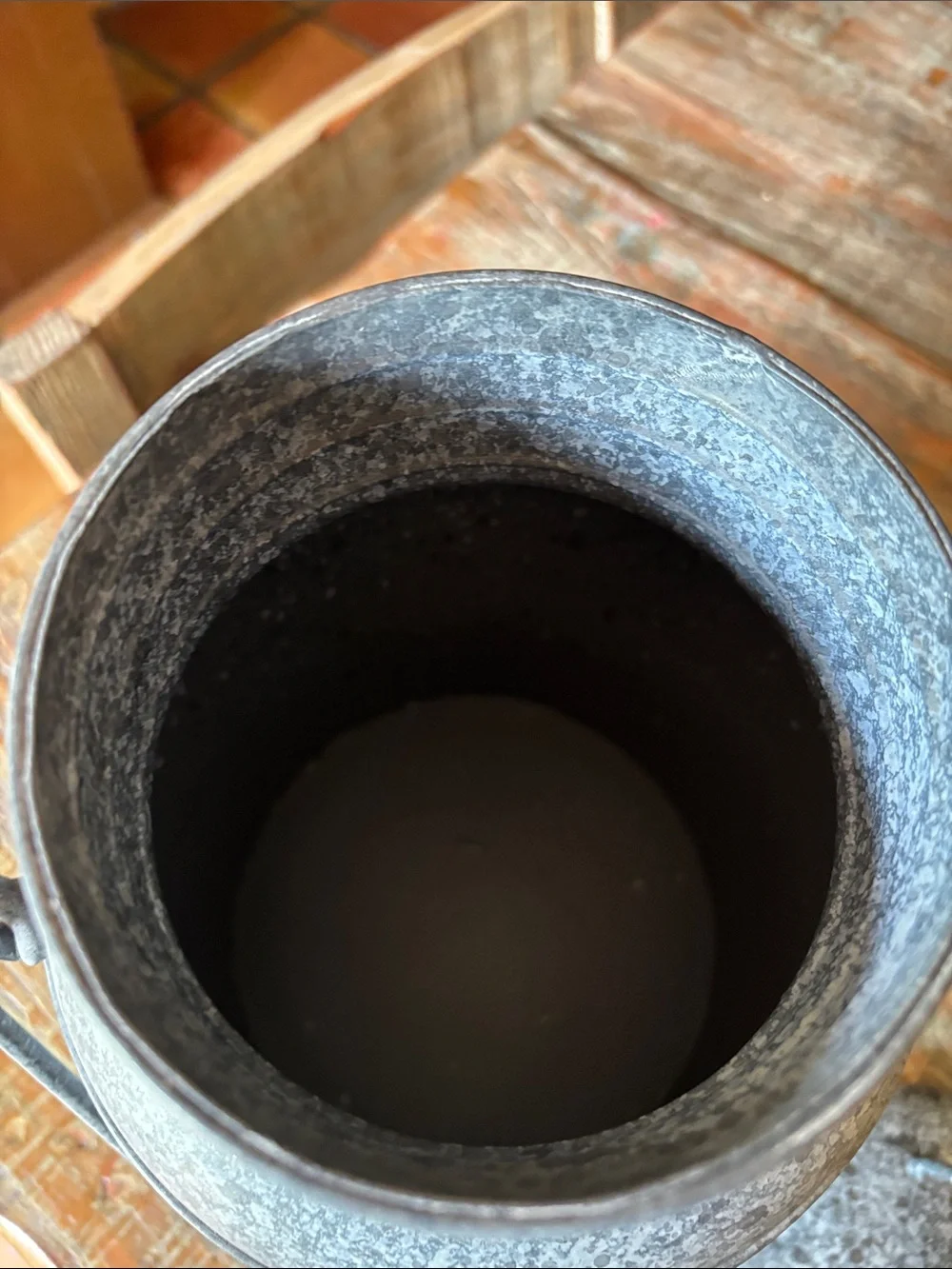 Galvanized Metal Milk Canister - Rustic Gray Home Accent